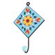 Yellow Flower Ceramic Tile Hook With Turquoise Base 